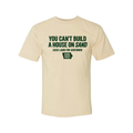 Cream tee front with forest green You Can't Build a House on Sand, Zach Lahn for Governor, Iowa First print