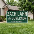 Zach Lahn for Governor 24x18 yard sign on an H-frame in a front lawn